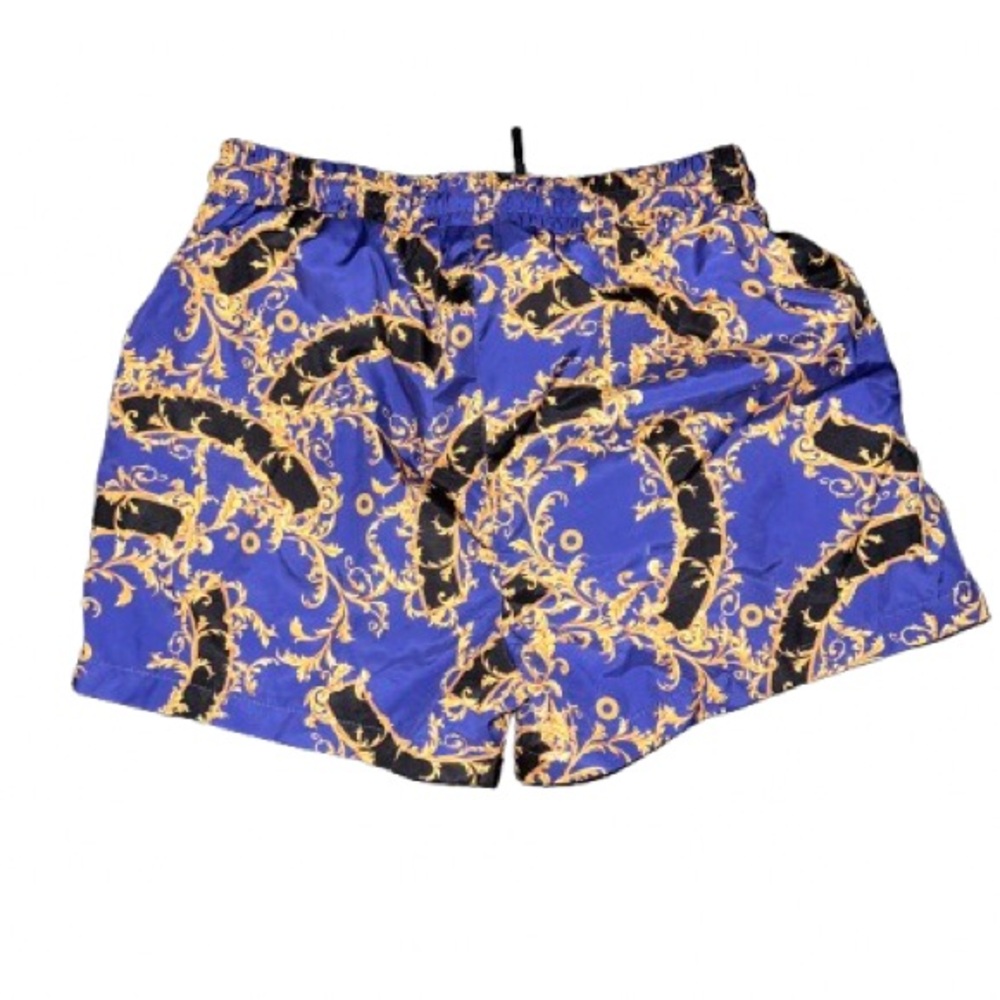 Boohoo Mens Blue and Gold Swim Board Shorts